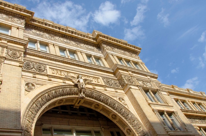 Take a closer look at the archway on Main Building's Chestnut Street entrance. 